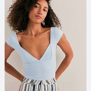 Free People Duo Corset Cami Top Light Blue Size Large